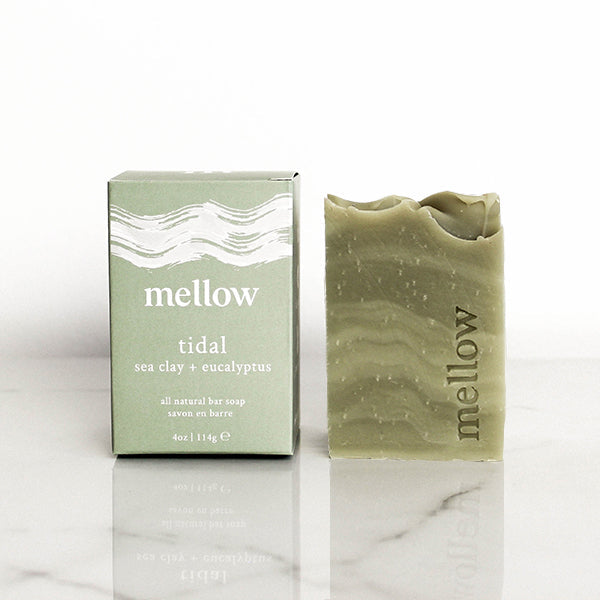 Soap bar in Sea Clay and Eucalyptus scent from Mellow brand.